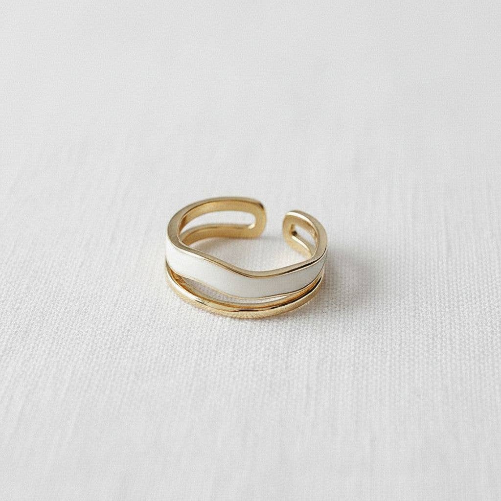 Vintage Drip Glaze Double Band Adjustable Ring