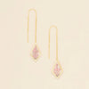Pink Lace Flower/Gold Pressed Flower Thread Earring