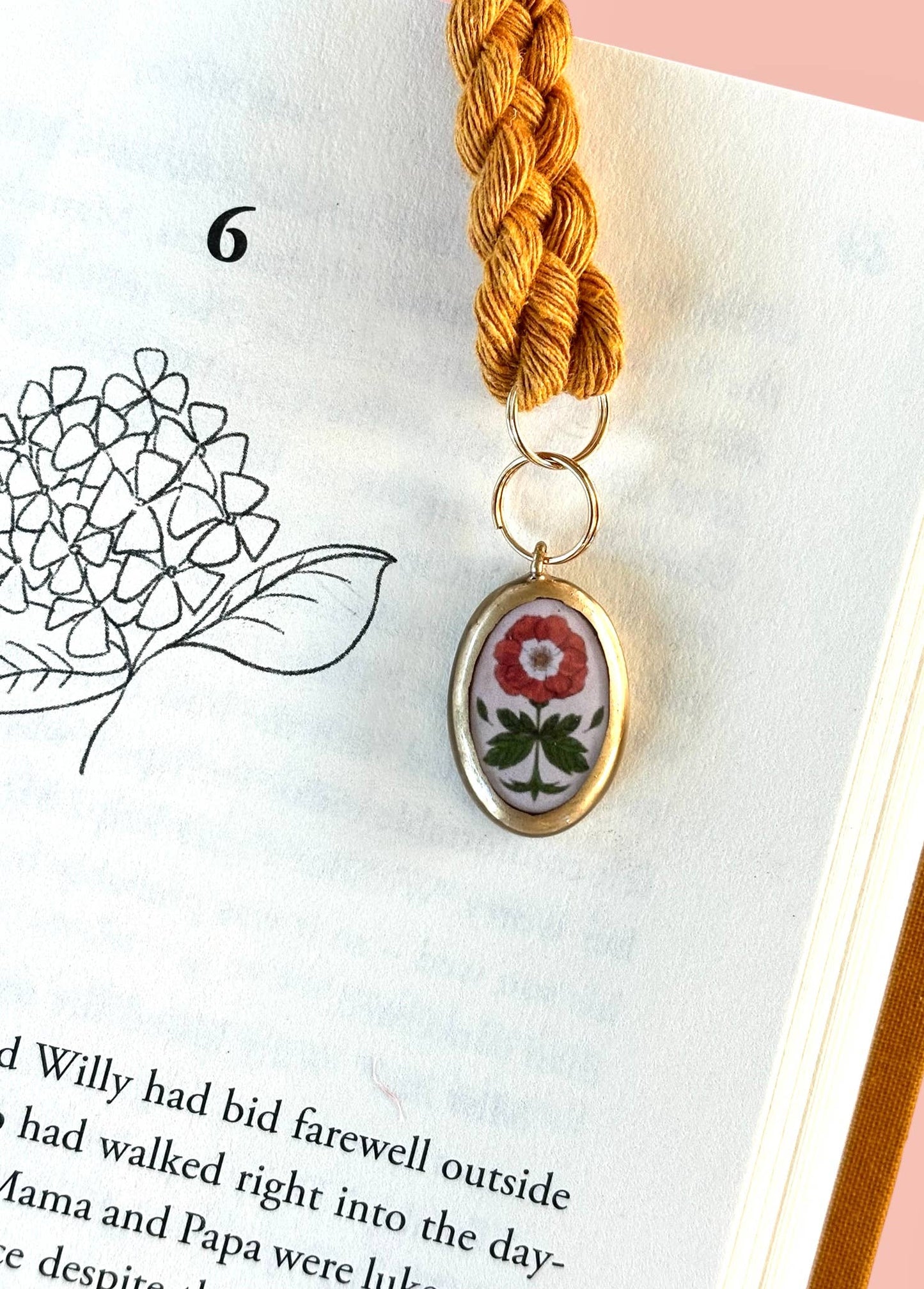Dainty Flower Mustard Braided Bookmark