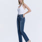 High Rise Full Length Dark Wash Straight Jeans