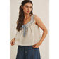 Antique Blue Meadow Ruffle Blouse