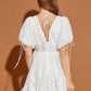 White Floral Lace Detail Lace-Up Dress