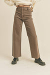 Brown Straight Wide Leg Denim Pants