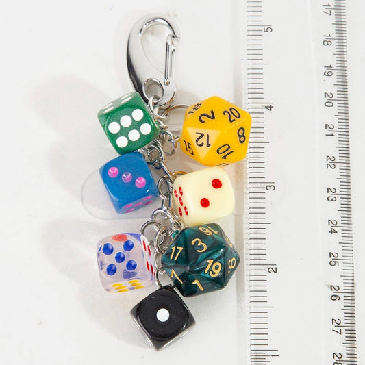 Mixed Seven Dice Chain Bag Charm