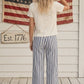 Blue + White Striped Non-Stretch Wide Leg Denim Pants