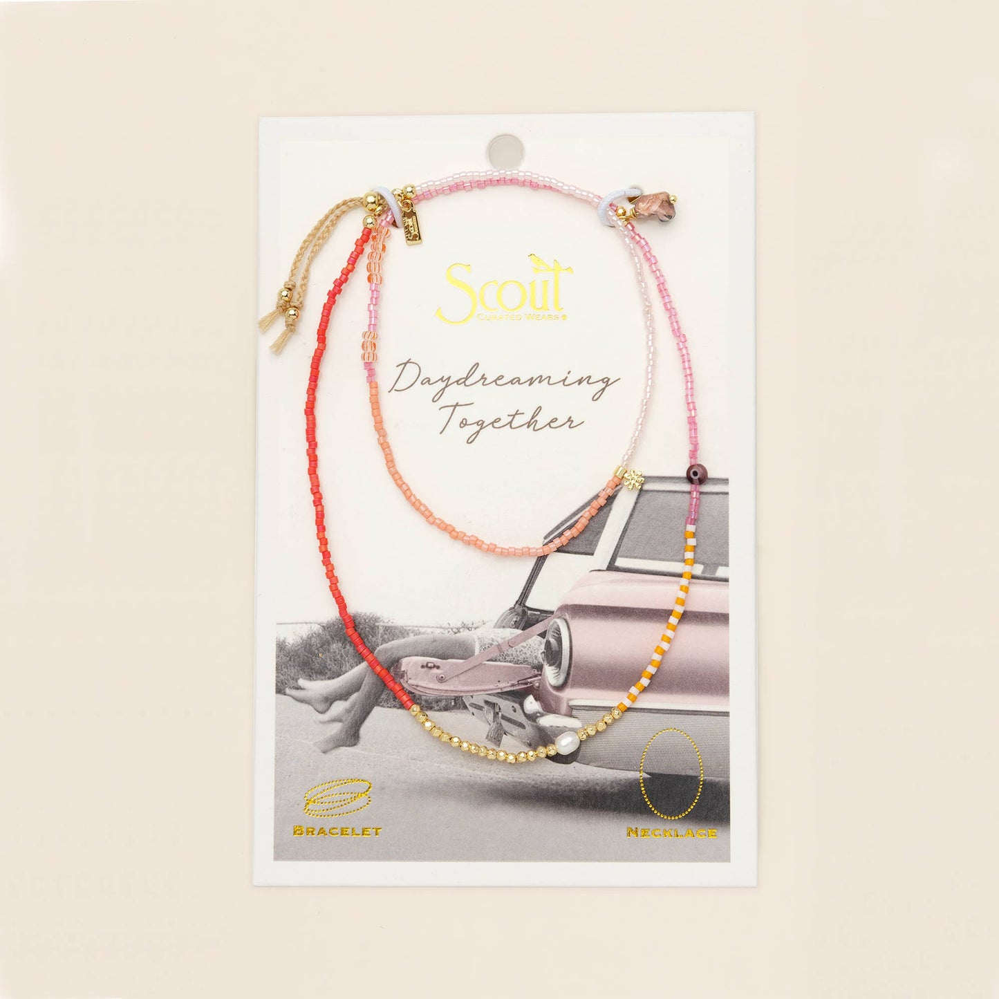 Love/Rhodocrosite/Gold Wrap Bracelet/Necklace
