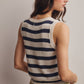 Striped Navy Button-Front Knit Vest Top