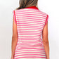 Sachet Pink Striped Sleeveless Polo Two-Piece Set