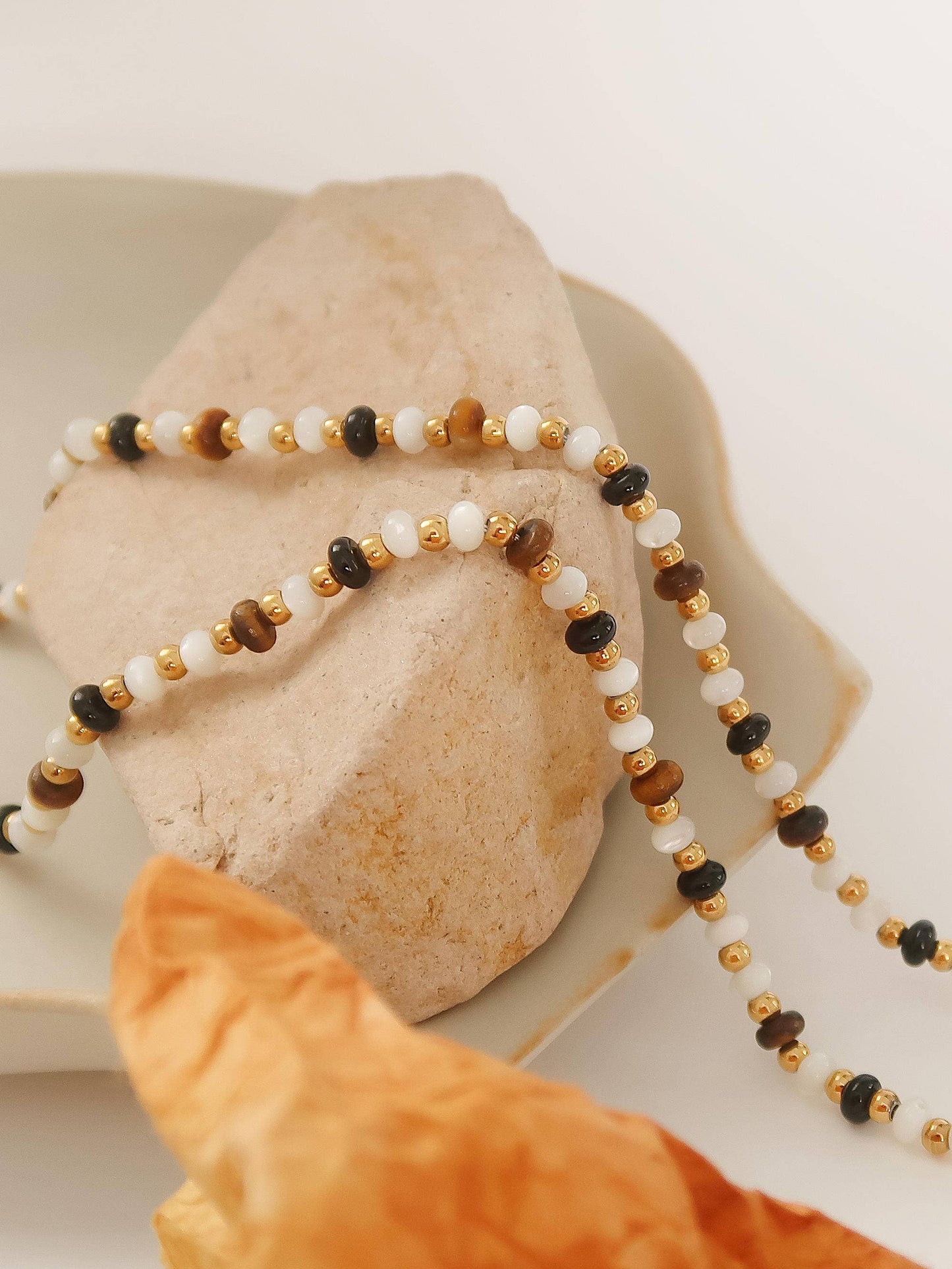 18K Gold Non-Tarnish Boho Beaded Necklace
