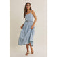 Mineral-Wahed Denim Midi Dress with Belt
