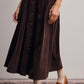 Mocha Corduroy Button Front Midi Skirt