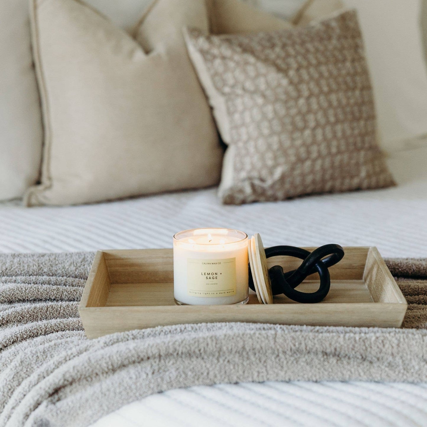 3 Wick Lemon + Sage Glass Tumbler Soy Candle