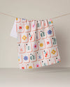 Pink Mahjong Tile Toss Tea Towel