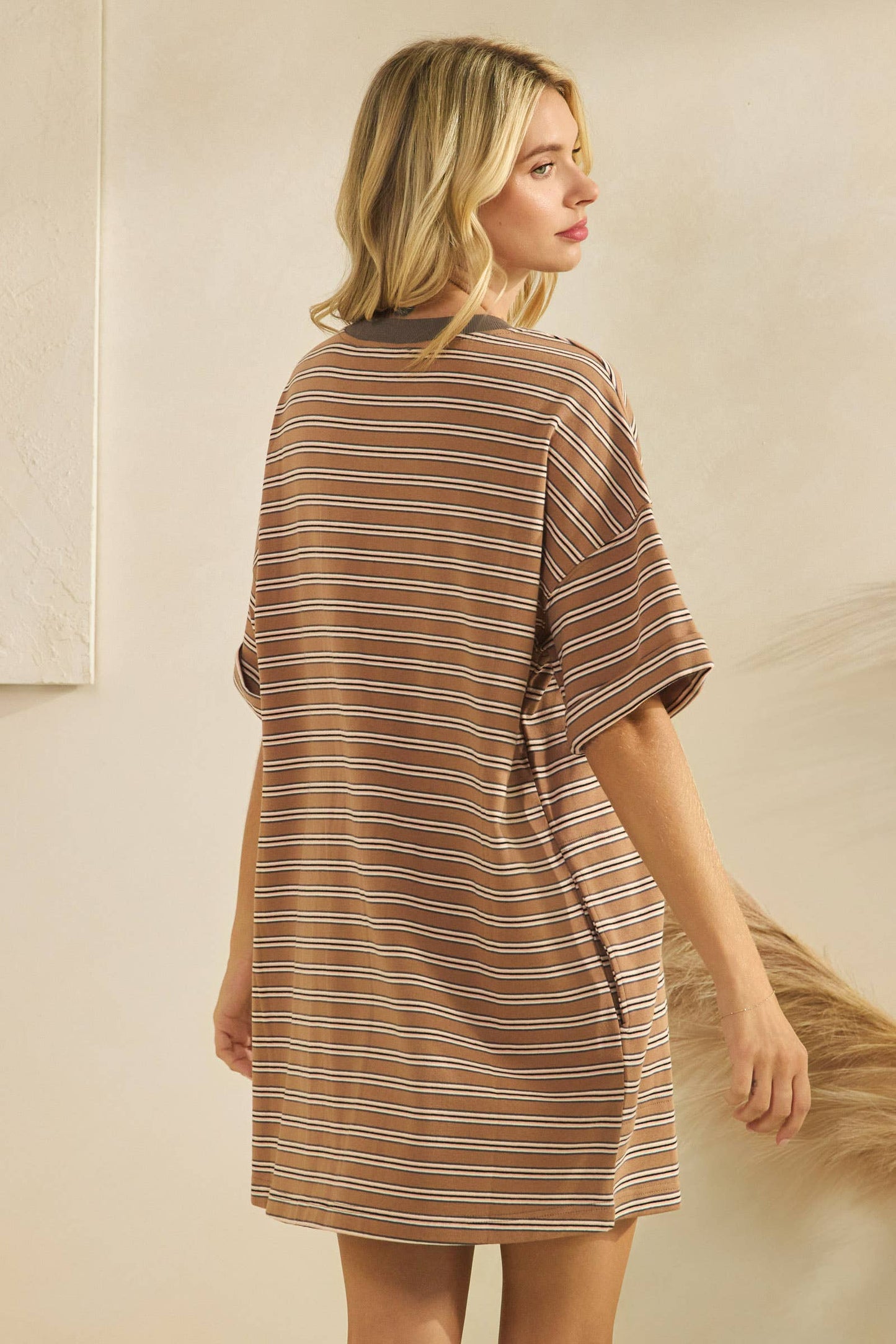 Stripe Knit Pullover Big Top Dress
