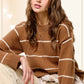 Stripe Long Sleeve Crew Mock Neck Sweater