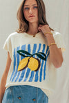 Lemon Graphic Knit Vest Citrus Top