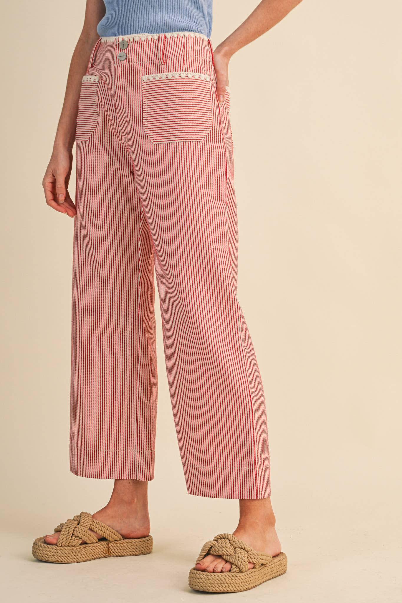 Red Stripe Wide Leg Pants