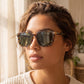 Metallic Accent Square Tortoise Sunglasses