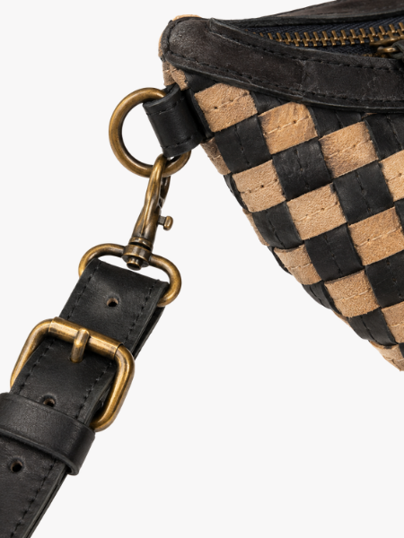 Black / Tan Basketweave Belt Bag