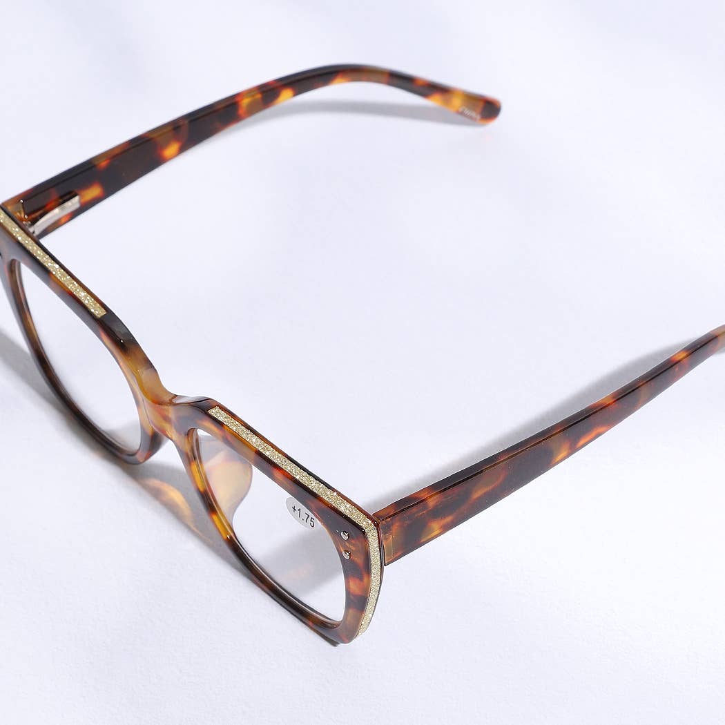 Wide Frame Glitter Side Reading Glasses