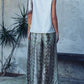 White Paisley Scarf Tie Shoulder Linen Blend Top