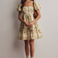 Midnight Floral Puff Sleeve Mini Dress