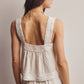 Embroidered Square-Neck Tank & Wide-Leg Pant Set (Oatmeal)