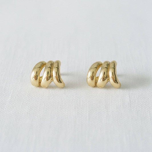 Gold-Toned Abstract Geometric Stud Earrings