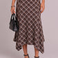 Red Plaid Hanky Hem Midi Skirt