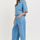Denim Pull On Wide-Leg Pants