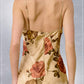 Fall Floral Satin Midi Slip V-Neckline Dress