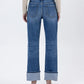 High Rise Cuffed Ankle Straight Jeans