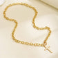 Puffy Cross Gold Chunky Chain Necklace