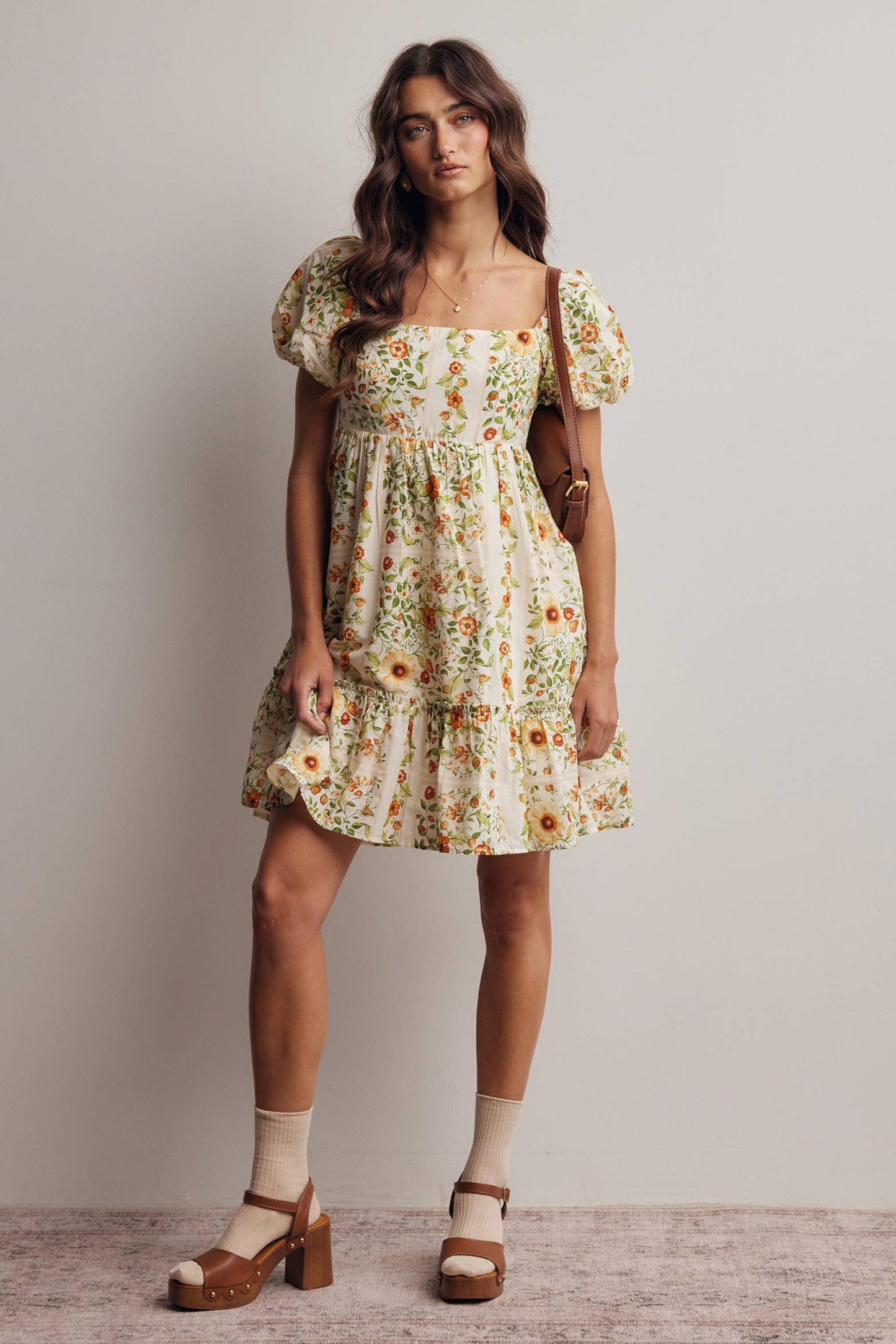Midnight Floral Puff Sleeve Mini Dress