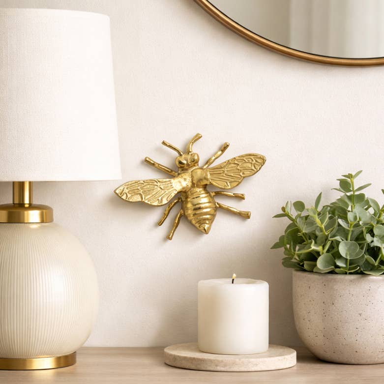 Gold Metal Decorative Solid Busy Bee Figurine (8 in.)