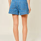 Medium Wash Mid Rise Flare Denim Shorts