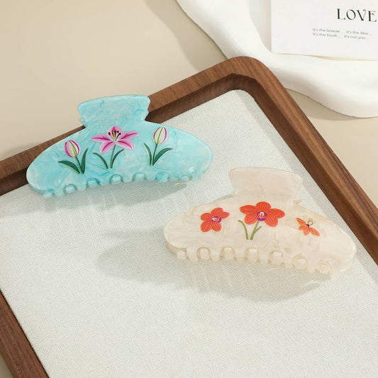 Floral Print Hair Clips