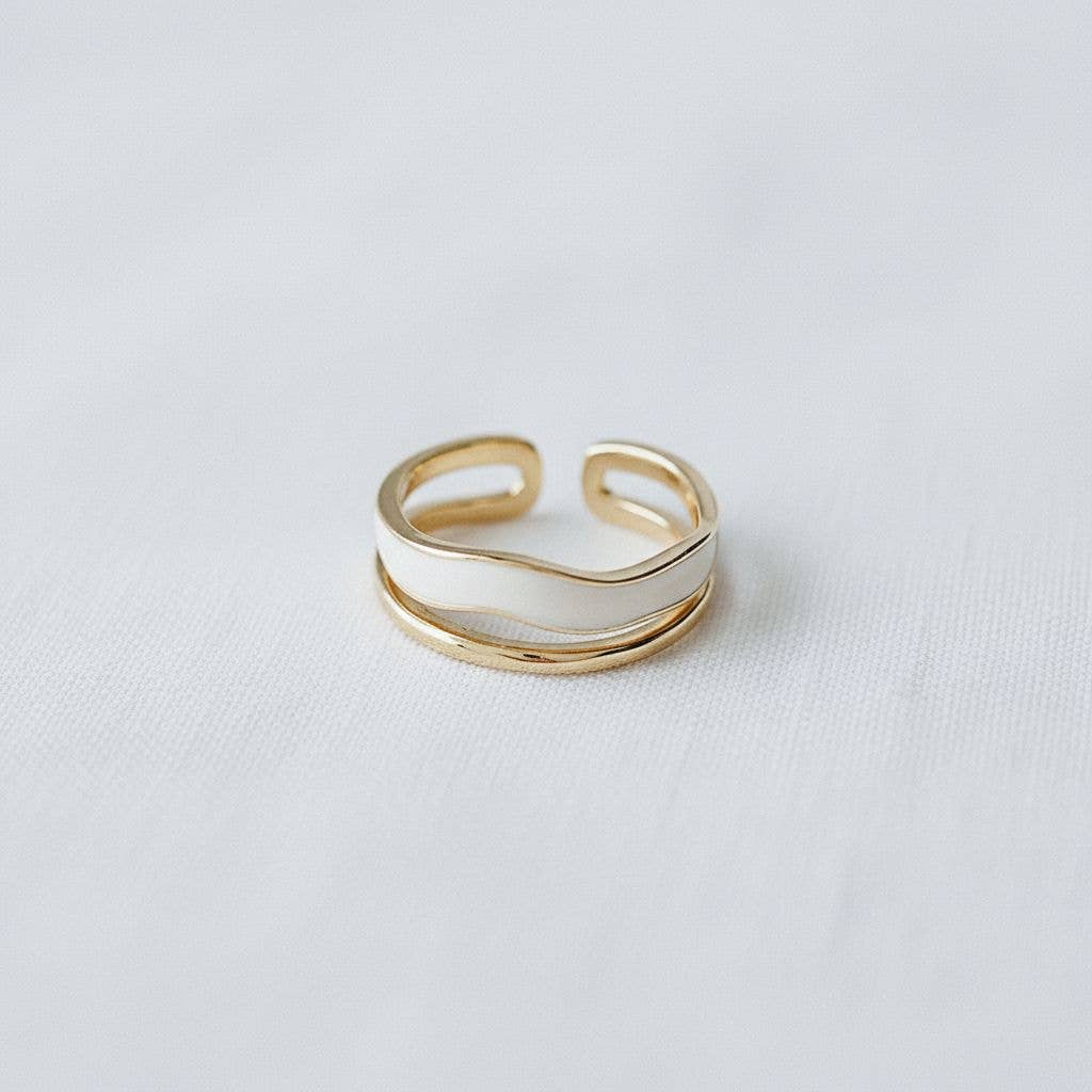 Vintage Drip Glaze Double Band Adjustable Ring