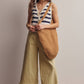 Striped Navy Button-Front Knit Vest Top