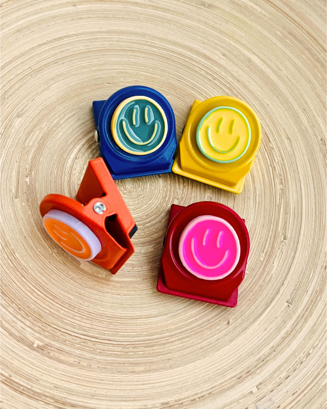 Smiley Clip Magnets Bright & Colorful (Set of 4)