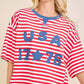 USA Rope Embroidery Striped Top