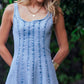 Lt. Denim Paneled Denim Midi Dress Exposed Back Zipper