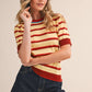 Lemon Sienna Striped Short Sleeve Sweater