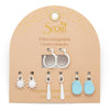 Turquoise/Sky/Silver Interchangeable Charm Earrings