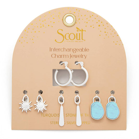 Turquoise/Sky/Silver Interchangeable Charm Earrings