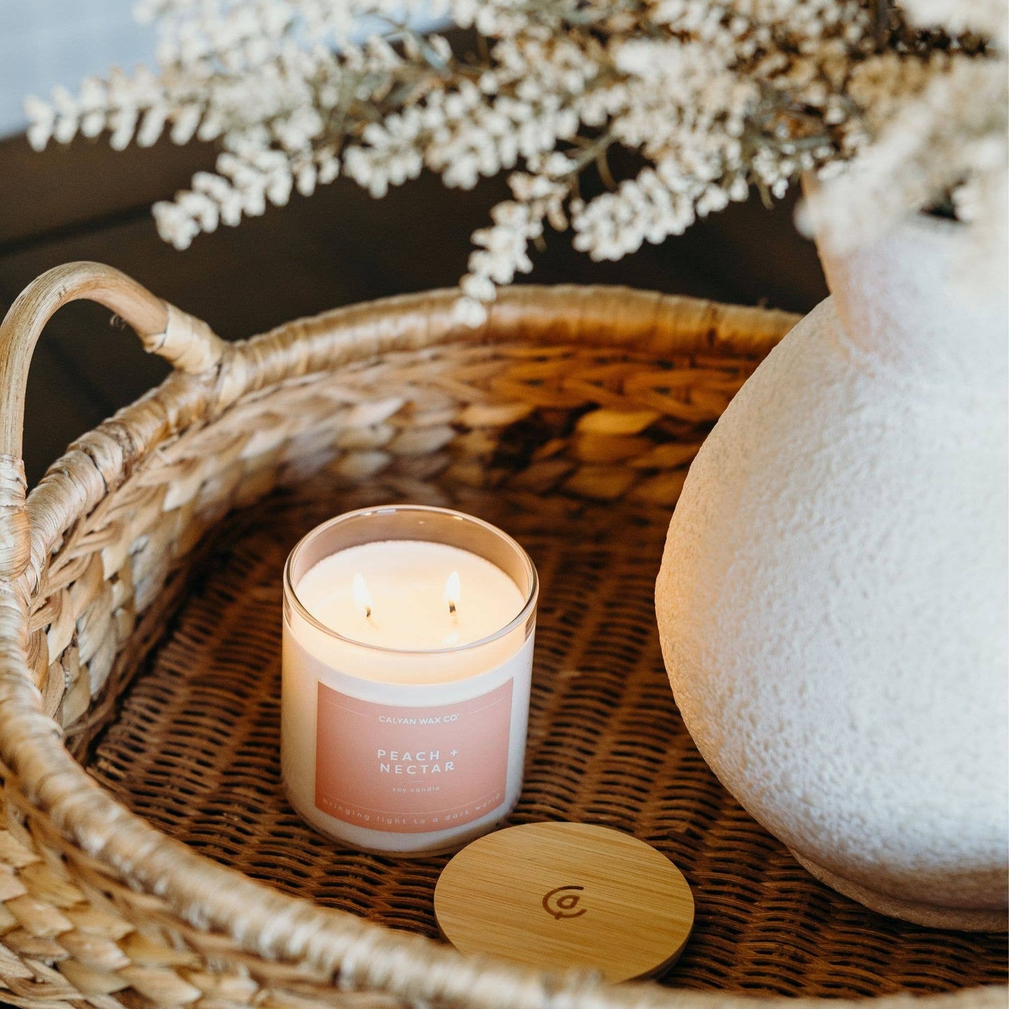 Peach + Nectar Glass Tumbler Soy Candle
