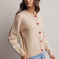 Heart Button Cream Knit Cardigan