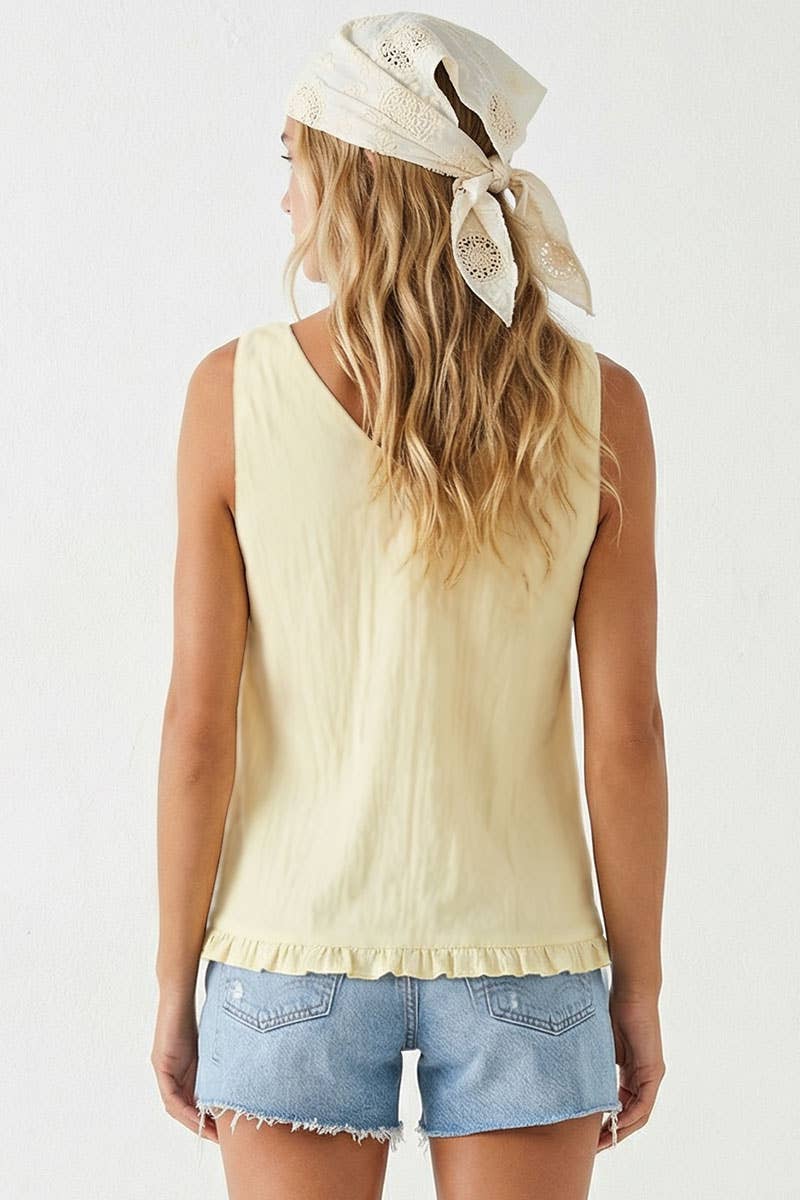 Ruffle Detail Shirt Tank Top