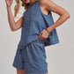 Sleeveless Denim Top + Short Set