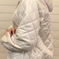 Off White Quilted Velvet Hood Jacket With Pocket